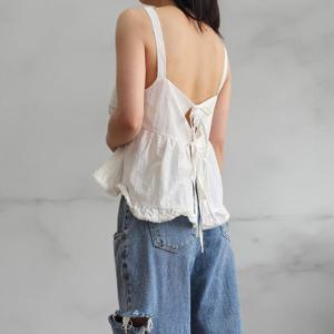 [하프클럽] 여성 바스락 레이스 끈 나시 뷔스티에 백 레이스업