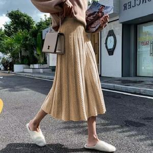 페라 비스코스 플레어 니트 롱스커트_F4258