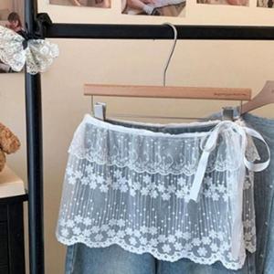 레깅스 안개꽃시스루랩 레이스 발레코어룩 레이어드 레이어드룩 커버 스커트 업 힙가리개