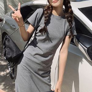 데일리 무지 원피스 봄 여름 반팔 면 스커트 홈웨어 데이트룩 반팔원피스 바캉스원피스