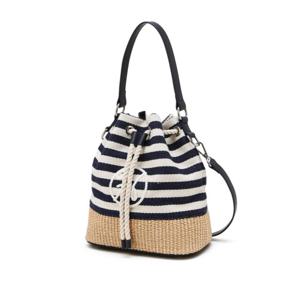헤지스골프[BEST] 네이비 여성 스트라이프 코튼 버킷백HWBA6E303N5