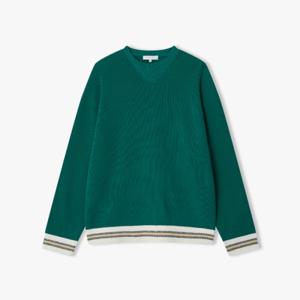 [롯데백화점][리버클래시]남성 26S/S 그린 배색 블럭단 라운드 니트 LMS51725