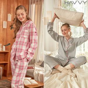 [하프클럽] 플란넬2 잠옷상하세트 체크파자마(봄가을)