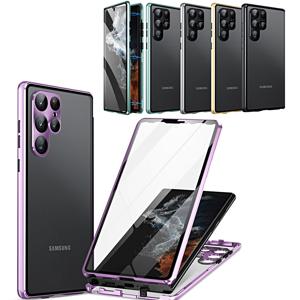 갤럭시 s25 s24 플러스 울트라 양면 투명 강화유리 마그네틱 풀커버 카메라보호 메탈 케이스