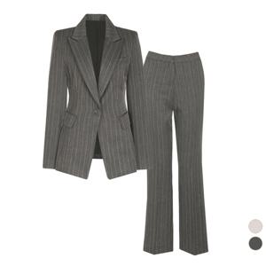 SET 여성 제이 스트라이프 원버튼 정장 자켓+팬츠 세트
