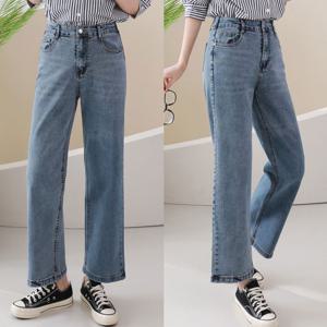 골프] 봄가을 세미 와이드 워싱 데님 스판 뒷밴딩 여성 골프 청바지 DPSLSL39