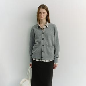 UNISEX BOYFRIEND KNIT CARDIGAN_MELANGE GREY_UDSW6A102G2