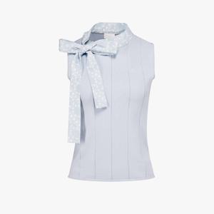 [LIVE]민소매 리본 패턴 니트 (블루)