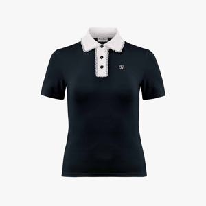 [LIVE]레이스 배색 카라 티셔츠 (블랙)