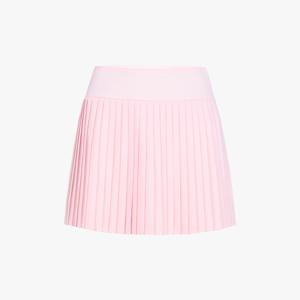 [LIVE]로고 자카드 밴드 플리츠 스커트 (핑크)
