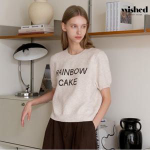 정상가 59000원ㅣ 라운드넥 레터링 포인트 반팔 니트 (WICCNT005)