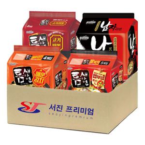 (서진프리미엄) 봉지라면모음 틈새라면4종(고기짬뽕4개 빨계떡 5개 매운김치 4개 남자라면 4개)