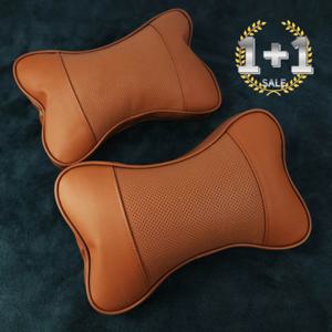 1+1 자동차 차량용 소가죽 목쿠션 목배개 헤드래스트 악세사리 장거리운전 쏘렌토 싼타페 벤츠 BMW