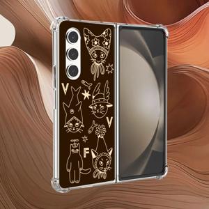 최신 귀여운 갤럭시 Z폴드 케이스 빈티지 고양이 브라운 / 핸드폰케이스 지폴드7 6 5 4 3