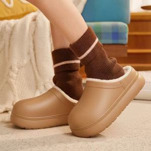 여성 통굽 털실내화 5cm 키높이 슬리퍼 겨울 방한 퍼슈즈