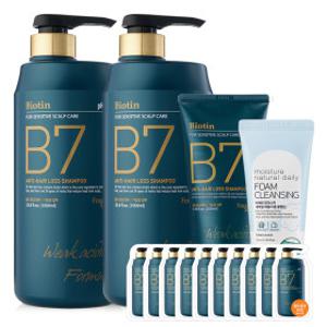 B7 약산성 탈모 샴푸 (역대급행사) 1000ml+1000ml+200ml+10매+폼클렌징