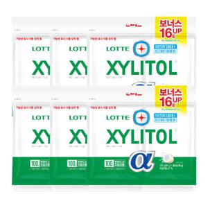 롯데제과 자일리톨 알파 오리지널 리필 102g 6팩
