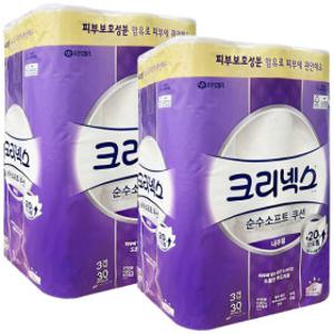 유한킴벌리 크리넥스 순수 소프트 화장지 3겹 30m 30롤 2팩