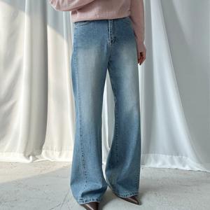 국내생산 절개 세미와이드청바지 키작녀 와이드핏 데님팬츠 빅사이즈 일자청바지
