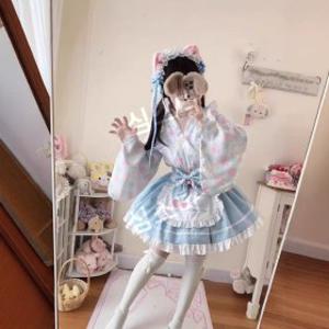로리타 원피스 일본풍 귀여운 앞치마 프릴 드레스 생일파티 풀세트