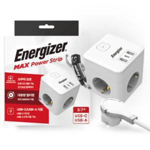 (오늘만 이가격) 1+1 에너자이저 큐브 멀티탭 디자인 납작플러그 3680W 고용량 3구 USB-A 2구 C타입 1구