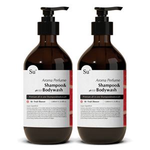 수오가닉 퍼퓸 샴푸워시 프루트샤워 1000ml 2개