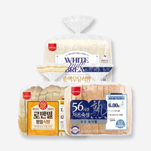 삼립 간식 식빵 3종세트 순백 우유 420g 로만밀 통밀 420g 56시간 저온숙성 420g
