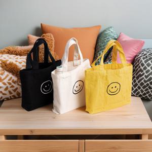 미니 스마일 캔버스 토트백/손가방/에코백/캔버스백/천/가방/미니백/가벼운/소형/사각/데일리/다용도