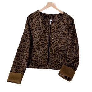 SUTA 샤오샹풍코트 봄가을자켓 여성 레오파드패턴 호피 간절기 라운드