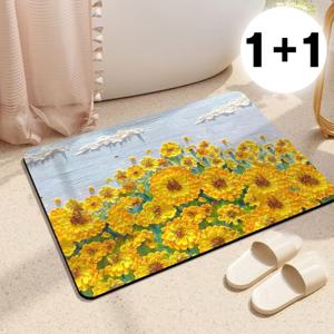 1+1 해바라기 재물운 규조토 발매트 욕실 매트 주방매트 발판 (2color)