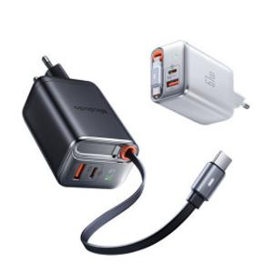 GaN 67W C타입 케이블 일체형 초고속 2포트 멀티충전기 CH645