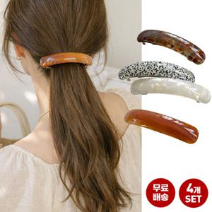 엔비 자개믹스 헤어핀 4개세트 데일리 마블 똑딱핀 여성 반묶음 하객룩