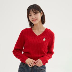 (우디) 케이블 브이넥 크롭 스웨터_SPKWF49GY1 스파오 스프링세일