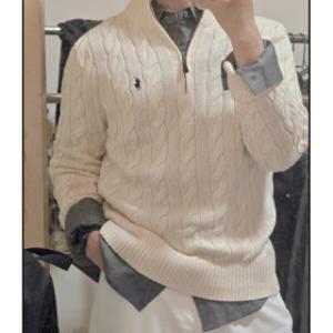폴로 랄프로렌 울 캐시미어 꽈배기 남녀공용 하프집업 반집업 니트 화이트그레이 2개구매시 추가할인