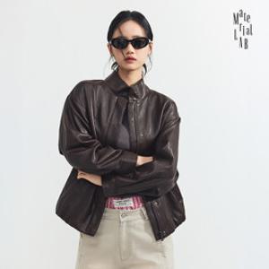 (현대홈쇼핑)머티리얼랩 26SS 여성 퍼널넥 FAUX 레더 코쿤 자켓