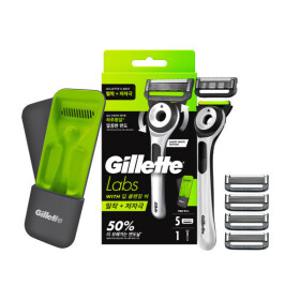 질레트 랩스 샤프 화이트 에디션 핸들 + 면도날 5입 + 트레블케이스