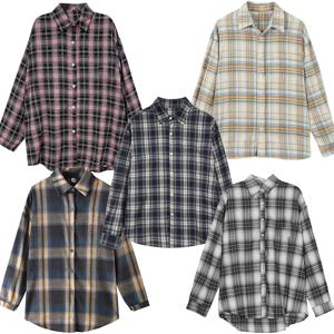 루즈핏 여성 셔츠 체크 남방 봄 가을 긴팔 빅사이즈 OFS-SHIRT2