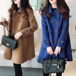 더블버튼 캐주얼 정장코트 루즈핏 모직 여성코트 빅사이즈 오피스룩 아우터