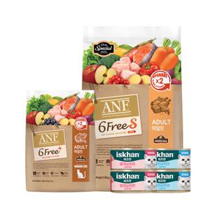 ANF 고양이 사료 식스프리 어덜트 8.4kg(에스6.8kg+플러스1.6kg) +이즈칸 캔 12개(치어6개+치킨6개)