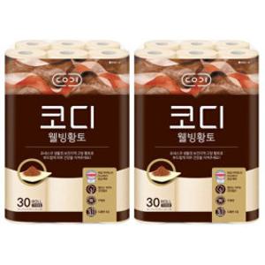 코디 웰빙 황토 3겹 30롤 화장지 고창 오리지널 2팩 두루마리 휴지