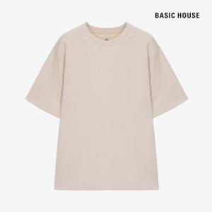 베이직하우스 여성 프리미엄 면40수 릴렉스핏크루넥 반팔티셔츠