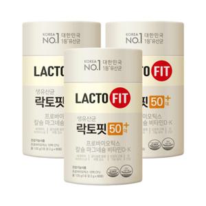 유산균 락토핏 50대+ 60포 3통 (3개월분)+프로메가 알티지(15일분) 증정
