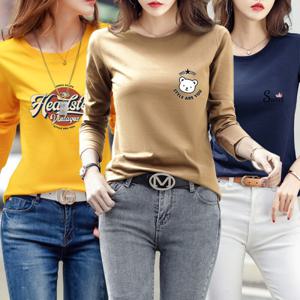 17종 스타일아유 부들 레터링 기본 라운드넥 루즈핏 긴팔 티셔츠