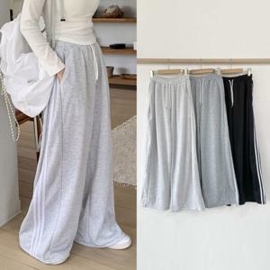 여성 벌룬 핀턱 와이드 팬츠 트랙 트레이닝 밴딩 바지 옆선 스트라이프 빅사이즈 봄 면