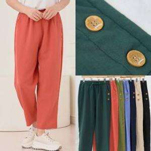 마미소 단추 인견 배기 바지 여름 시원 엄마 할머니 빅사이즈 40 60 마담 중년 여성 옷