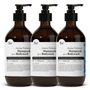 수오가닉 퍼퓸 샴푸워시 쿨링콜드 1000ml 3개