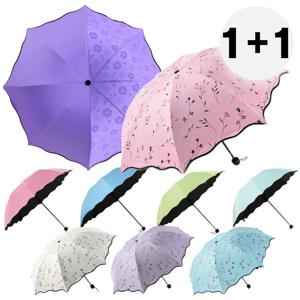 1+1 자외선차단 와이드 플라워 3단 우산 우양산 양산 양우산 (9color)
