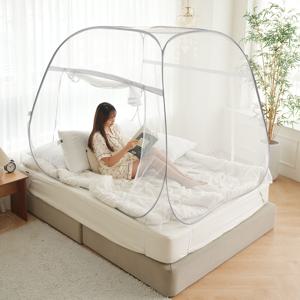 반디비 침대 원터치 모기장 텐트 접이식 전면 그물망 더블 / 퀸