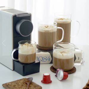 (1+1/총2개) 전자렌지가능 내열유리컵 머그 커피잔 투명 유리 네스프레소 캡슐커피 전자렌지 가능/무료배송