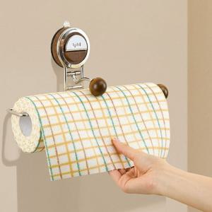 벌브 원목 무타공 흡착식 키친타월걸이